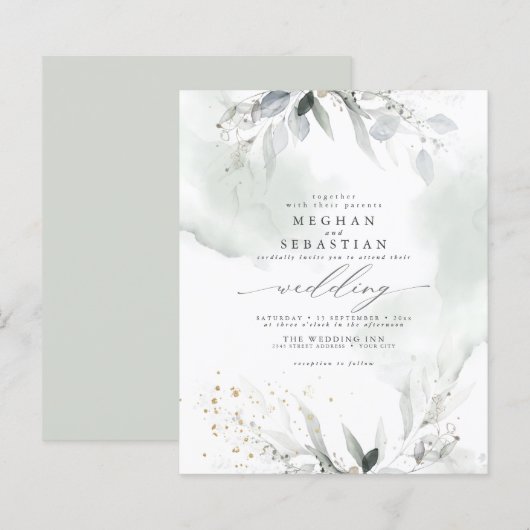 Papier Budget Mais Belle Elégante Aquarelle Foliage (Devant / Derrière)