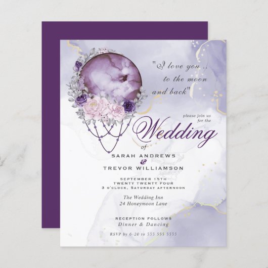 Papier Budget Mais Belle Pleine lune Rustique Violet (Devant / Derrière)