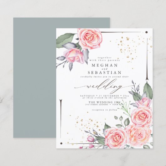 Papier Budget Mais Belles Roses Rustiques Roses Roses Ros (Devant / Derrière)