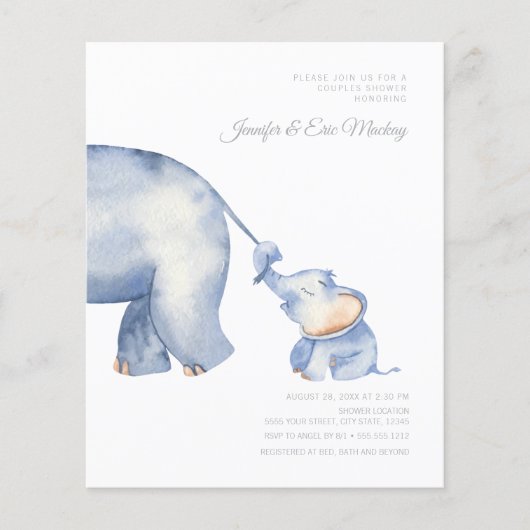 Papier Budget Mama et Baby Elephant Baby shower (Devant)