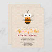 Papier Budget Maman to Be Honey Bee Baby shower Invitatio (Devant / Derrière)