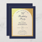 Papier Budget Man 70e anniversaire Marine Blue Gold Invit (Devant / Derrière)