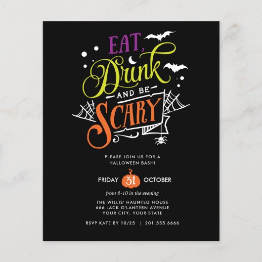 Papier BUDGET Mangez un verre et soyez effrayant Hallowee (Devant)