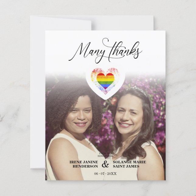 Papier Budget Many Thanks LGBT Rainbow Pride Heart Photo (Devant)