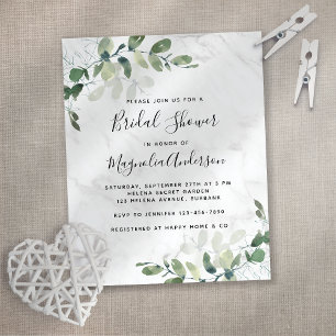 Papier BUDGET Marble Eucalyptus Bridal Shower Invitation