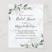 Papier BUDGET Marble Eucalyptus Bridal Shower Invitation (Devant)