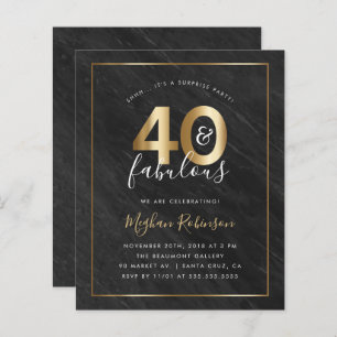 Papier Budget Marble Gold Surprise 40e fête d'anniversair