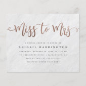 Papier Budget Marble Rose Gold Miss à Mme Fête des mariée (Devant)