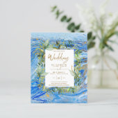 Papier BUDGET Marbre Bleu Or Vert Mariage Invite (Debout devant)