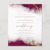 Papier Budget Marbre Bourgogne Rouge Faire-part de mariag (Devant)