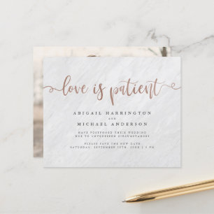 Papier Budget Marbre & Rose Gold Script L'amour est patie