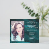 Papier Budget Marbre Vert Célébration De Vie Invitation (Debout devant)