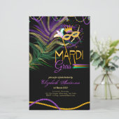 Papier BUDGET MARDI GRAS 2022! ! Plumes perles Masque (Debout devant)