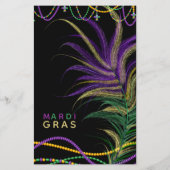Papier BUDGET MARDI GRAS 2022! ! Plumes perles Masque (Dos)