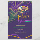 Papier BUDGET MARDI GRAS 2022! ! Plumes perles Masque (Devant)