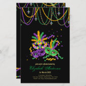 Papier BUDGET MARDI GRAS 2023! ! Plumes perles Masque (Devant / Derrière)