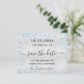 Papier Budget mariage argent bleu coeurs enregistrer la d (Debout devant)