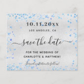 Papier Budget mariage argent bleu coeurs enregistrer la d (Devant)