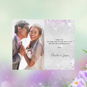 Papier Budget mariage argent violet photo merci