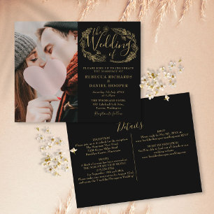 Papier Budget Mariage Black Gold Détails Invitation photo