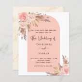 Papier Budget mariage blush pampas herbe rose invitation (Devant / Derrière)