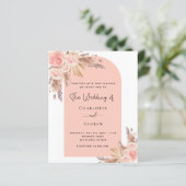 Papier Budget mariage blush pampas herbe rose invitation (Debout devant)