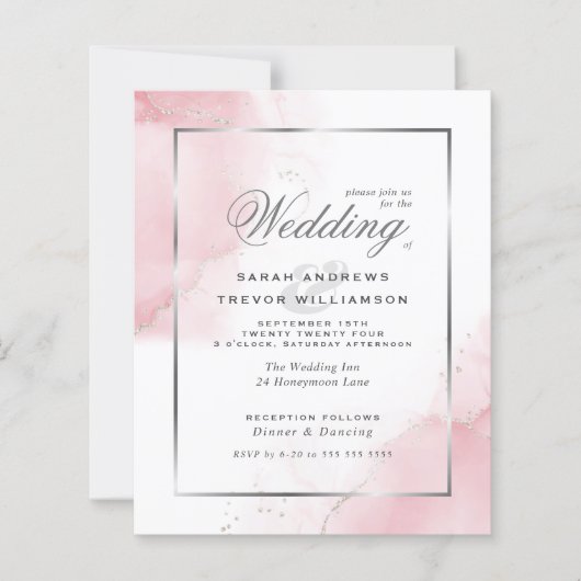 Papier Budget Mariage Blush Pink Silver Abstrait (Devant)