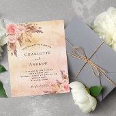 Papier Budget Mariage boho pampas herbe rose or