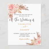 Papier Budget mariage boho pampas herbe rose or blush (Devant)