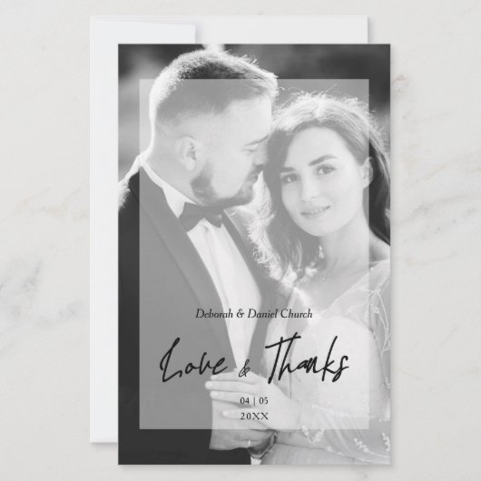 Papier Budget Mariage BW photo minimaliste Merci Vellum (Devant)