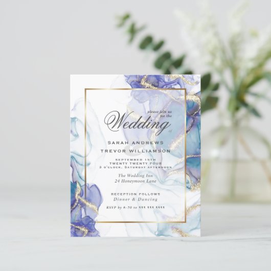 Papier Budget Mariage Celestial Turquoise Indigo Gold Abs (Debout devant)