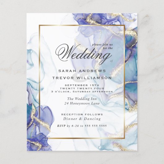 Papier Budget Mariage Celestial Turquoise Indigo Gold Abs (Devant)