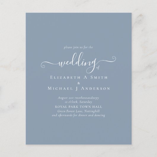 Papier Budget Mariage classique simple DUSTY BLEU (Devant)