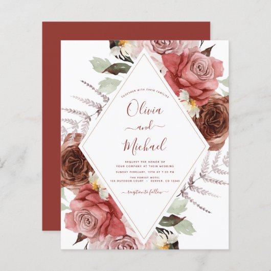Papier Budget Mariage de automne Automne Floral Eucalyptu (Devant / Derrière)
