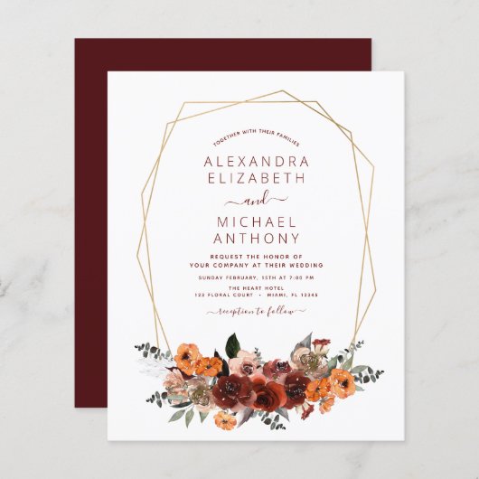 Papier Budget Mariage de automne Bourgogne Eucalyptus Flo (Devant / Derrière)