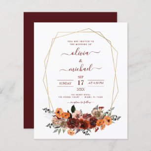 Papier Budget Mariage de automne Bourgogne Eucalyptus Flo