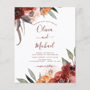 Papier Budget Mariage de automne Bourgogne Floral