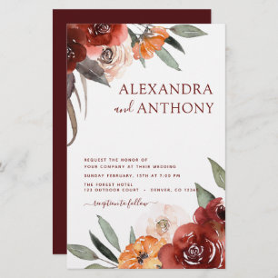 Papier Budget Mariage de automne Bourgogne Floral