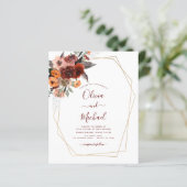Papier Budget Mariage de automne Bourgogne Gold Floral (Debout devant)