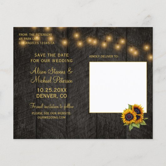 Papier Budget mariage de tournesol rustique enregistrer l (Dos)