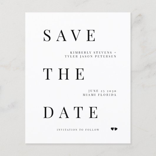 Papier Budget mariage de typographie moderne enregistrer  (Devant)