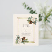Papier BUDGET Mariage d'hiver Roses blanches Bleu poussi (Debout devant)