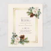 Papier BUDGET Mariage d'hiver Roses blanches Bleu poussi (Devant)