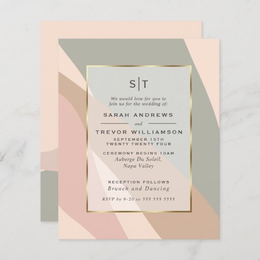 Papier Budget Mariage Dusty Sage Dusty Rose Abstrait (Devant / Derrière)