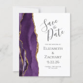 Papier Budget Mariage Épargne Date Agate Violet Or (Devant)