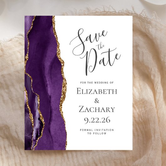 Papier Budget Mariage Épargne Date Agate Violet Or