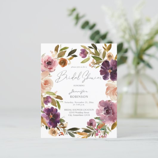 Papier Budget Mariage Fleurs Violettes et Roses Pâles (Debout devant)