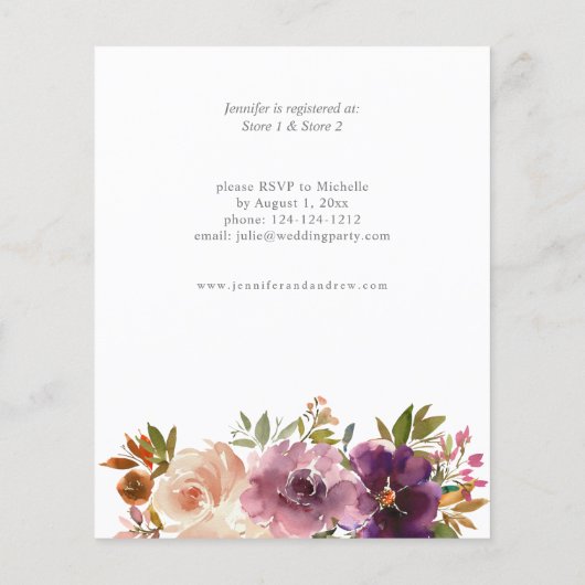 Papier Budget Mariage Fleurs Violettes et Roses Pâles (Dos)