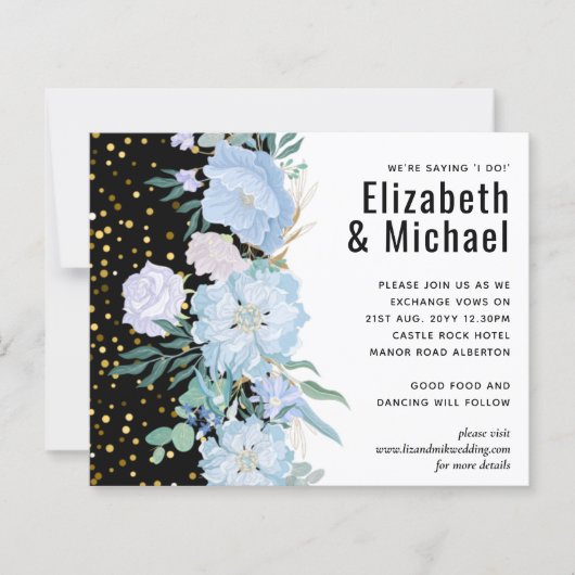 Papier Budget Mariage floral rose pâle bleu (Devant)