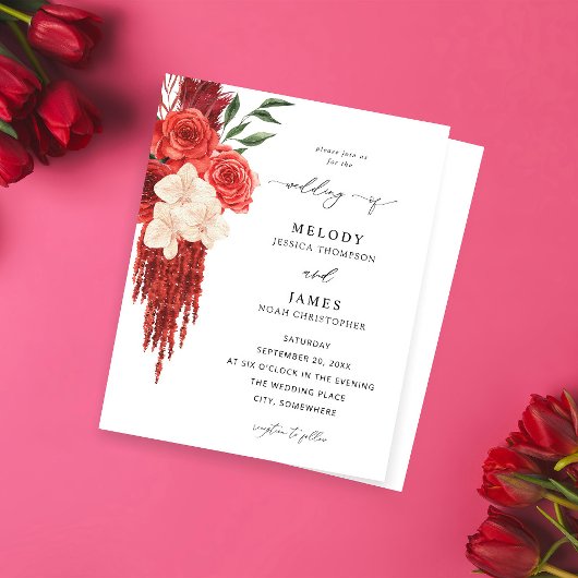 Papier Budget Mariage Floral rouge